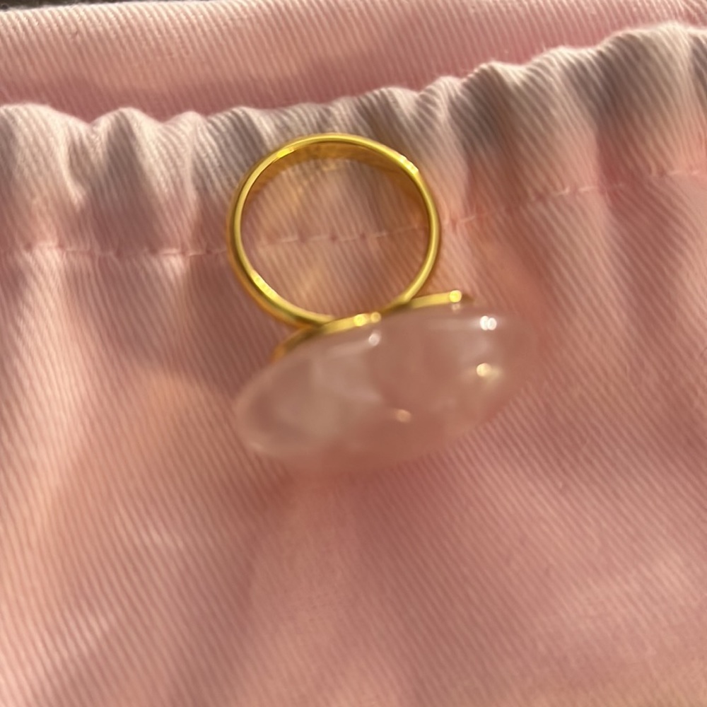 KATE SPADE NY Heart Rose Quartz Pink Stone Ring size 8 w/ dust bag - Picture 7 of 8